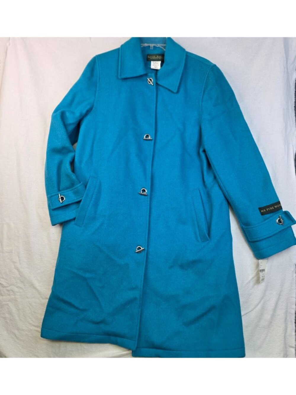 Vintage 90s Wool Duffle Coat 8 Turquoise Quiet Luxury Old Money Outdoor Winter